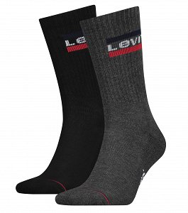Levi's® Σετ 2 Ζευγάρια Regular Cut Ψηλές Κάλτσες 902012001 208 Μαύρο/Γκρι