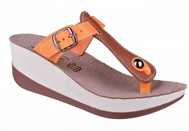 Fantasy Sandals Δερμάτινη Πλατφόρμα S-5007 Σομον/Σοκολατι