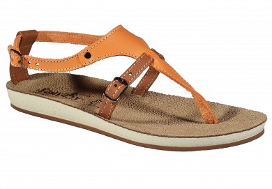 Fantasy Sandals Δερμάτινο Πέδιλο Flat S-1013 Σοκολατί/Σομόν