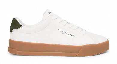 Tommy Hilfiger Ανδρικό Δερμάτινο Sneaker Th Court Lth Detail Ess FM0FM05367 01V Λευκό