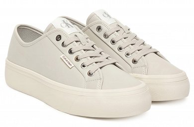 Calvin Klein Γυναικείο Casual Vulc Flatf Lace Up Lth YW0YW01932 PDJ Γκρι