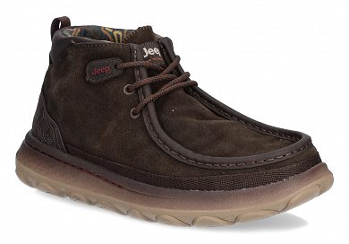 Jeep Ανδρικό Δερμάτινο Μποτάκι Kauai Wallabee Mid Suede JM52041A 030 Dark Brown