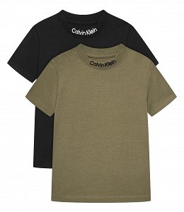 Calvin Klein Σετ 2 Τεμάχια Παιδικά T-Shirt Για Αγόρια IB0IB02529 LDY Μαύρο/Χακί