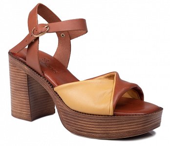 Apostolidis Shoes Leather Sandal 445 Ταμπα/Κιτρινο