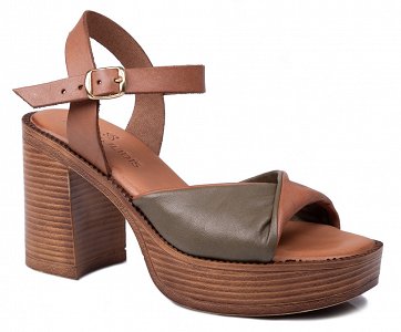 Apostolidis Shoes Leather Sandal 445 Ταμπα/Λαδι