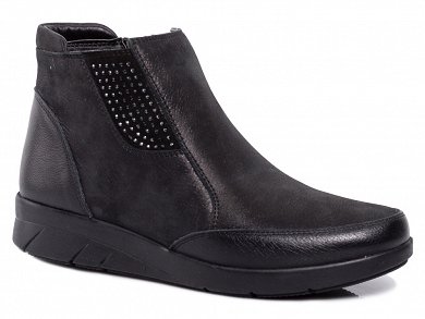 Apostolidis Shoes Γυναικείο Δερμάτινο Μποτάκι Nicol Μαύρο