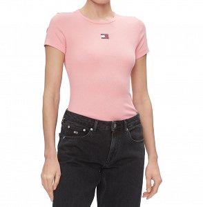Tommy Hilfiger Γυναικείο T-Shirt Slim Badge Rib Tee DW0DW17881 TH3 Ροζ