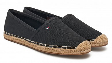 Tommy Hilfiger Γυναικείες Εσπαντρίγιες Flag Canvas Espadrille FW0FW08541 BDS Μαύρο