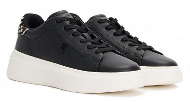 Tommy Hilfiger Γυναικείο Δερμάτινο Sneaker FW0FW09023 0GL Μαύρο