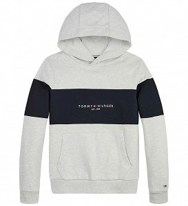 Tommy Hilfiger Essential Colorblock Hoodie KB0KB08385 P1N Light Grey Heather/Navy/Purple