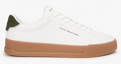 Tommy Hilfiger Ανδρικό Δερμάτινο Sneaker Th Court Lth Detail Ess FM0FM05367 01V Λευκό