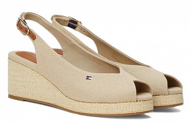 Tommy Hilfiger Flag Mid Wedge Espadrille FW0FW08595 ACC Μπεζ