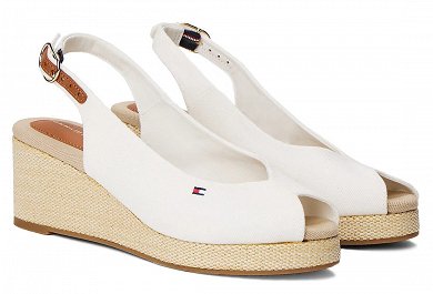 Tommy Hilfiger Flag Mid Wedge Espadrille FW0FW08595 YBL Λευκό