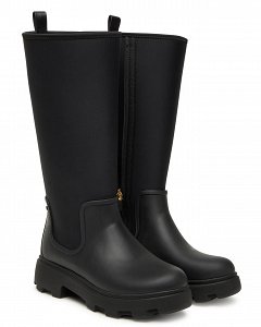 Tommy Hilfiger Γυναικεία Γαλότσα Flag Long Rainboot Warm Lining FW0FW08973 BDS Μαύρο