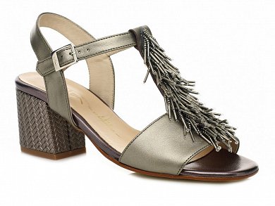 MLV Mid Heel Leather Sandal Claudia02 Grey