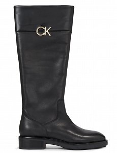 Calvin Klein Δερμάτινη Flat Μπότα HW0HW01689 BEH Μαύρο