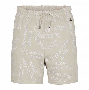 Calvin Klein Stacked Aop Logo Relaxed Shorts IB0IB01179 0F5 Eggshell