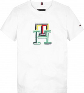 Tommy Hlfiger Multicolor Monogram  Tee KB0KB08813 YBR White