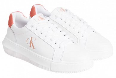 Calvin Klein Γυναικείο Δερμάτινο Sneaker YW0YW01670 0K6 Λευκό
