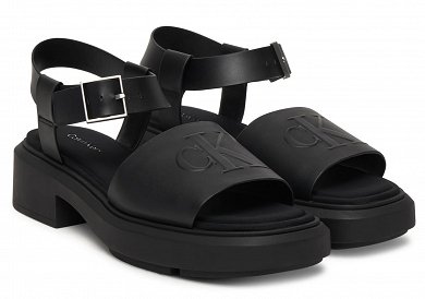 Calvin Klein Γυναικείο Δερμάτινο Πέδιλο HW0HW03131 0GJ Μαύρο
