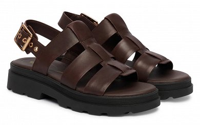 Clarks Γυναικείο Δερμάτινο Flat Πέδιλο Orinoco3 Strap 26186095 Καφέ