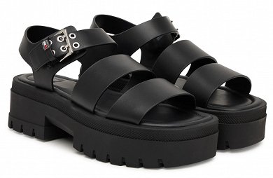 Tommy Hilfiger Σανδάλια Tjw Straps Leather Max Sandal EN0EN02944 BDS Μαύρο