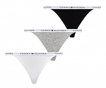Tommy Hilfiger Σετ 3 Στρίνγκ Τάνγκα UW0UW05757 0WA Γκρι/Μαύρο/Λευκό