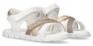 Tommy Hilfiger Παιδικό Πέδιλο Για Κορίτσια T1A2-33770-0273s X068 Λευκό/Χρυσό