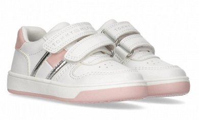 Tommy Hilfiger Kids Flag Low Cut Velcro Sneaker T1A9-32957-1355 X134 Λευκό/Ροζ