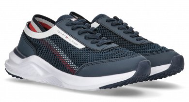Tommy Hilfiger Kids Stripes Low Cut Lace-Up Sneaker T3B9-33395-1697 800 Blue