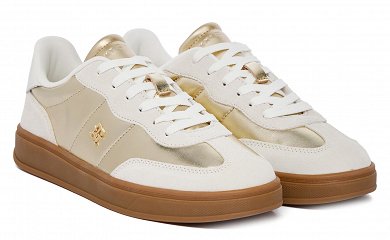 Tommy Hilfiger Γυναικείο Δερμάτινο Sneaker FW0FW09026 0HT Εκρού/Χρυσό