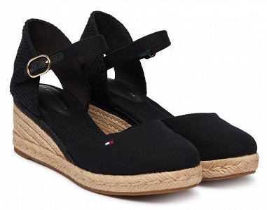 Tommy Hilfiger Εσπαντρίγιες Mid Wedge Espad Closed Toe FW0FW09233 BDS Μαύρο