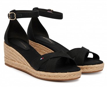 Tommy Hilfiger Γυναικεία Εσπαντρίγια Mid Wedge Espad X Cross FW0FW09332 BDS Μαύρο