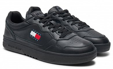 Tommy Hilfiger Ανδρικό Δερμάτινο Sneaker EM0EM01443 BDS Μαύρο