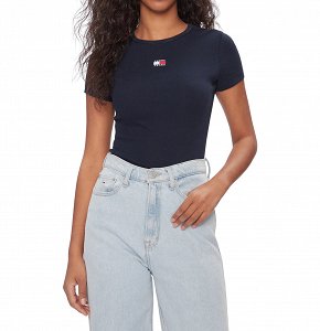 Tommy Hilfiger Γυναικείο T-Shirt Slim Badge Rib Tee DW0DW17881 C1G Μπλε