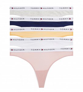 Tommy Hilfiger 5-Pack Essential Logo Waistband Thongs UW0UW05932 0WO pink/grey/val or/navy/white