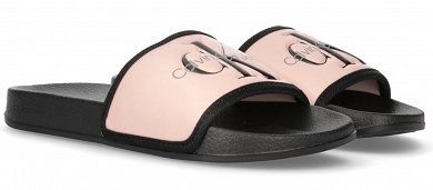 Calvin Klein Kids Logo Print Pool Slide V3A0-80528-1172 X966 Pink/Black