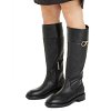 Calvin Klein Δερμάτινη Flat Μπότα HW0HW01689 BEH Μαύρο