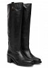 Tommy Hilfiger Γυναικεία Δερμάτινη Μπότα Riding Lthr Long Boot Block Heel FW0FW08777 BDS Μαύρο