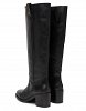 Tommy Hilfiger Γυναικεία Δερμάτινη Μπότα Riding Lthr Long Boot Block Heel FW0FW08777 BDS Μαύρο