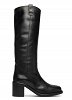 Tommy Hilfiger Γυναικεία Δερμάτινη Μπότα Riding Lthr Long Boot Block Heel FW0FW08777 BDS Μαύρο