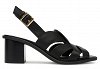 Tommy Hilfiger Δερμάτινο Πέδιλο Cross Blocked Heel Sandal FW0FW09135 BDS Μαύρο