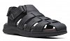 Clarks Ανδρικό Δερμάτινο Σανδάλι Walkford Fish 26171793 Black Tumbled