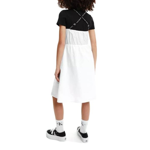 Calvin Klein Logo Tape Strap Midi Dress IG0IG01409 YAF Bright White