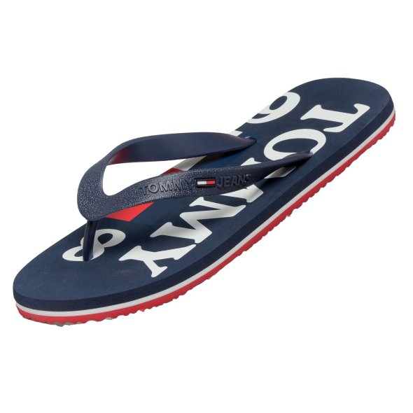 Tommy Hilfiger Mens Rubber Thong Beach Sandal EM0EM01000 C87 Twilight Navy