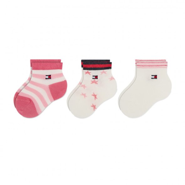 Tommy Hilfiger Σετ 3 ζευγάρια κοντές κάλτσες παιδικές 701218363 002 Pink Combo