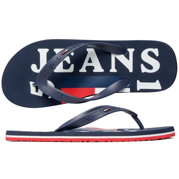 Tommy Hilfiger Mens Rubber Thong Beach Sandal EM0EM01000 C87 Twilight Navy
