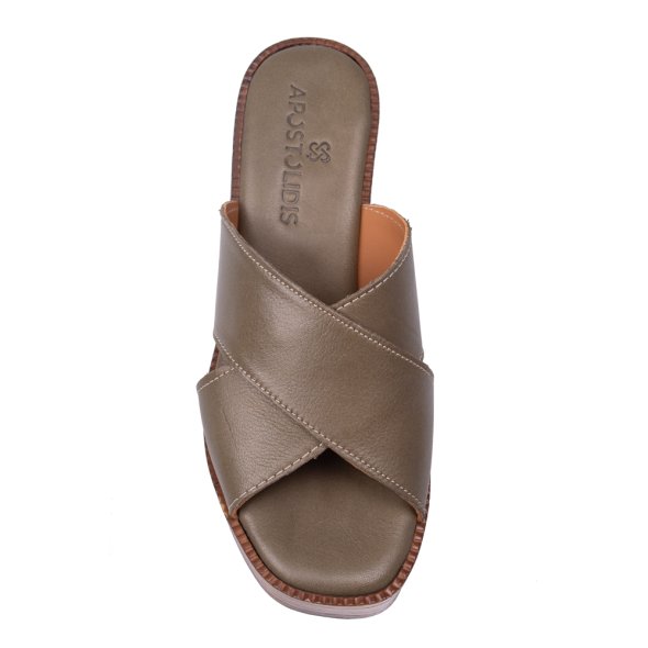 Apostolidis Shoes Leather Mule 426 Λαδι