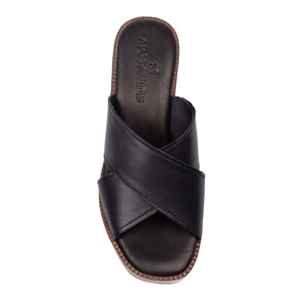 Apostolidis Shoes Leather Mule 426 Μαυρο