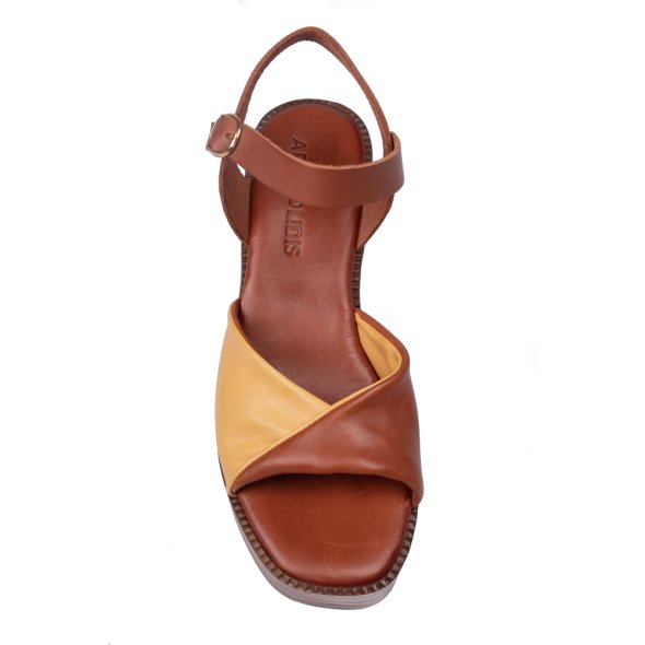 Apostolidis Shoes Leather Sandal 445 Ταμπα/Κιτρινο